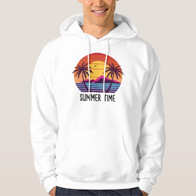 Veste À Capuche Vecteur de coucher de soleil avec palmiers (Devant)