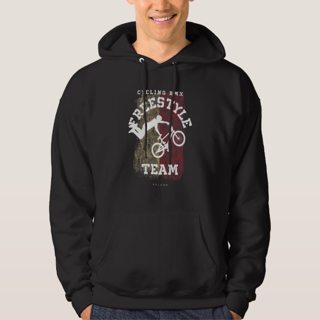 Veste À Capuche Vélo BMX Freestyle Drapeau Pologne Cyclisme Cyclis (Devant)
