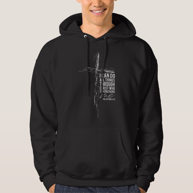 Veste À Capuche Verset biblique chrétien Croix religieuse (Devant)