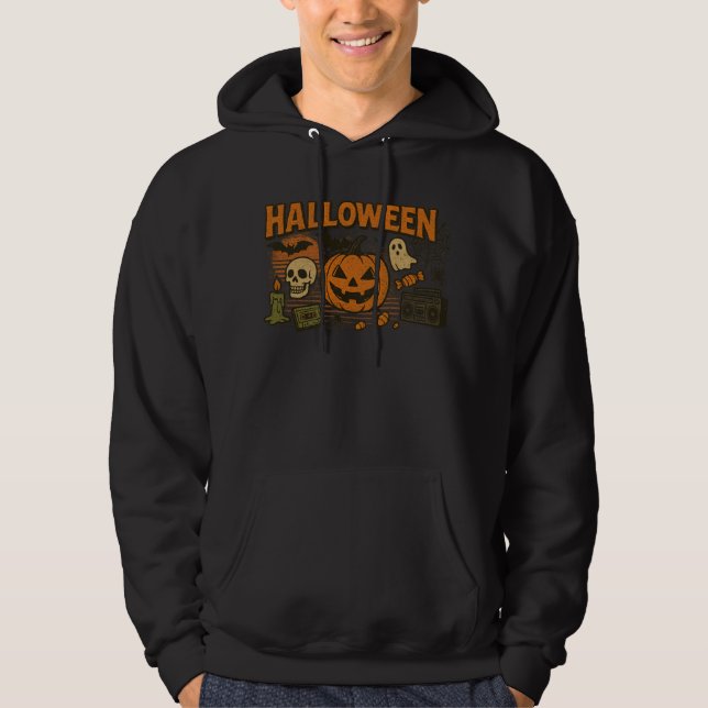 Veste À Capuche Vêtements d'Halloween rétro Jack-O’-Lantern unisex (Devant)