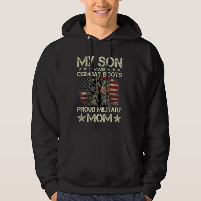 Veste À Capuche Vétéran Jour Mon Fils Porte Des Bottes De Combat F (Devant)