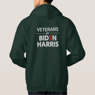Veste À Capuche Vétérans pour Biden Harris Texte personnalisé vert