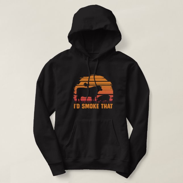 Veste À Capuche Viande Fumer Barbecue Chef Steak Grillades BBQ (Design devant)