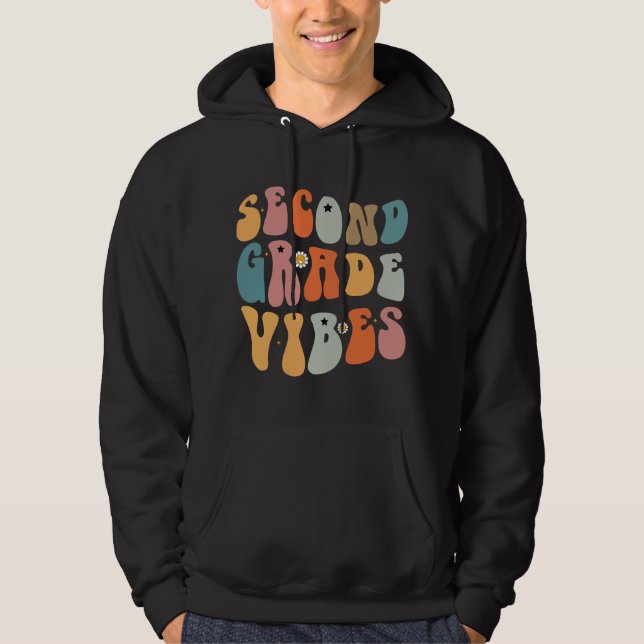 Veste À Capuche Vibes de 2e année Retour à l'école École groovy  (Devant)