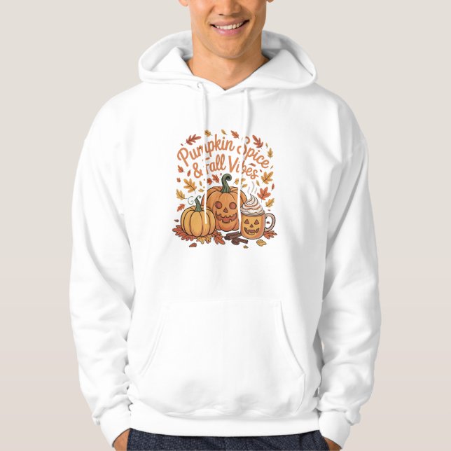 Veste À Capuche Vibes d'épices et d'automne citrouilles (Devant)