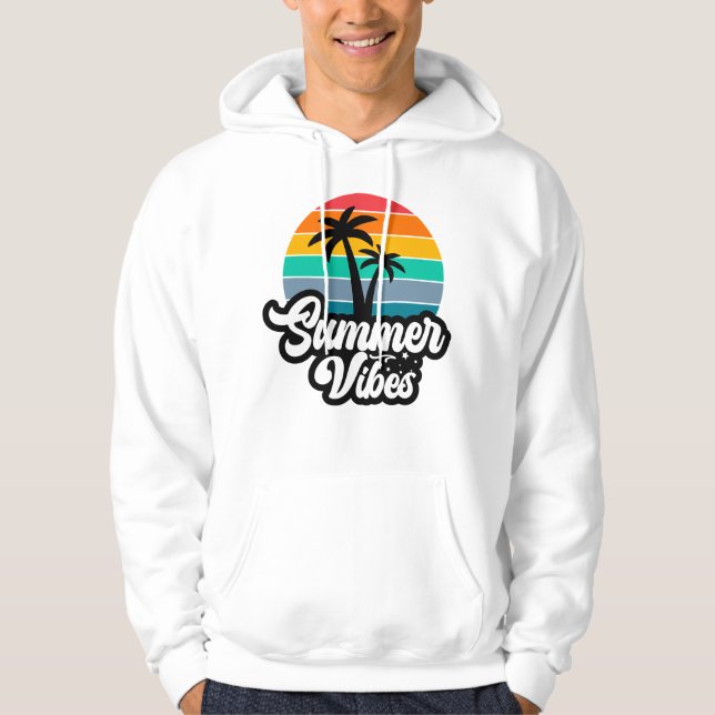 Veste À Capuche Vibes d'été avec design de palmiers (Devant)