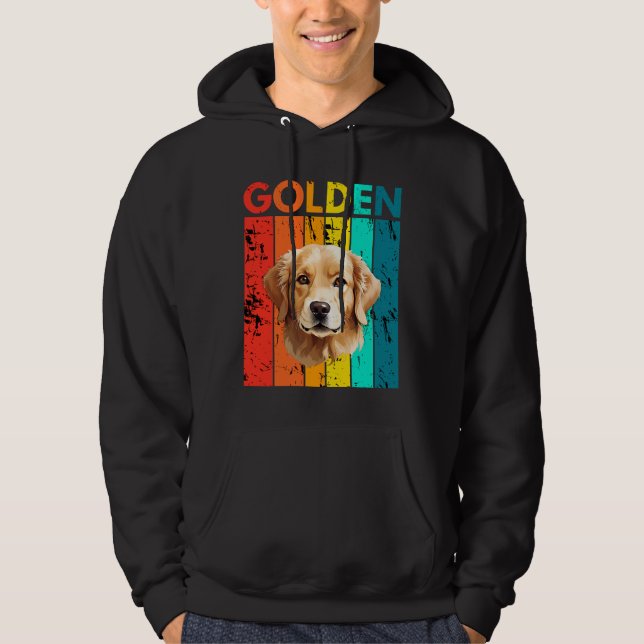 Veste À Capuche Vibrant Golden Retriever Retro Design (Devant)