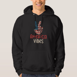 Veste À Capuche Vibrations Américaines, Signe de Paix du Drapeau A