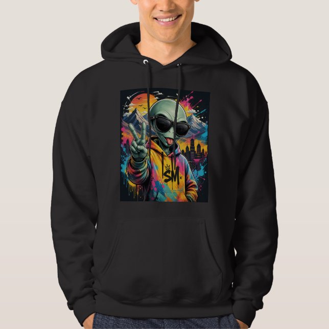 Veste À Capuche Vibrations d'Alien Drôles (Devant)