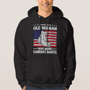 Veste À Capuche Vieille Femme Patriotique Qui Portait Des Bottes D