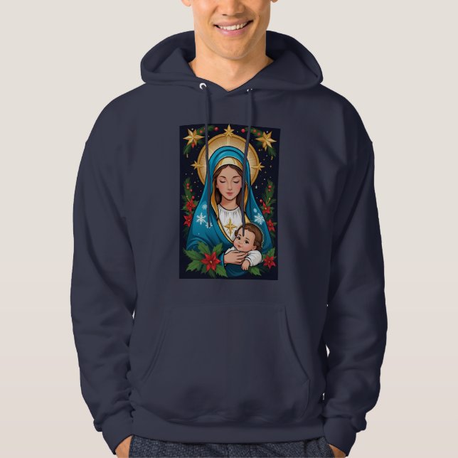 Veste À Capuche Vierge catholique chrétienne Marie Noël (Devant)