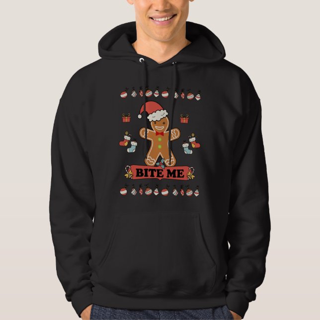 Veste À Capuche Vilain cadeau de Noël Gingerbread Bite Me (Devant)