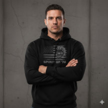 Vintage Biker USA Flag Helmet Skull Hoodie