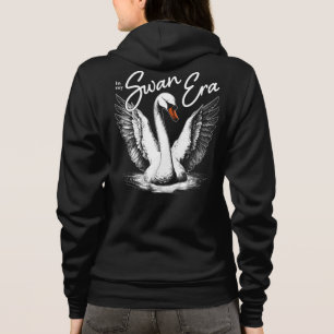Veste À Capuche Vintage Era Swan Blanc Imprimer avant et arrière