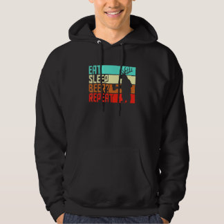Veste À Capuche Vintage Manger Dormir Répéter Bière Ours Et Cerf