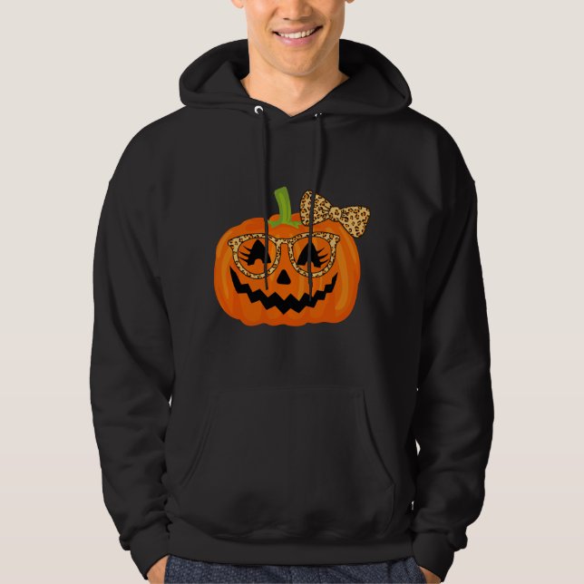 Veste À Capuche Visage de Citrouille Jack O Lantern Halloween Léop (Devant)