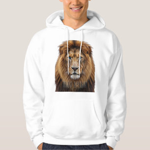 Veste À Capuche Visage de lion majestueux aux yeux bleus Faune A