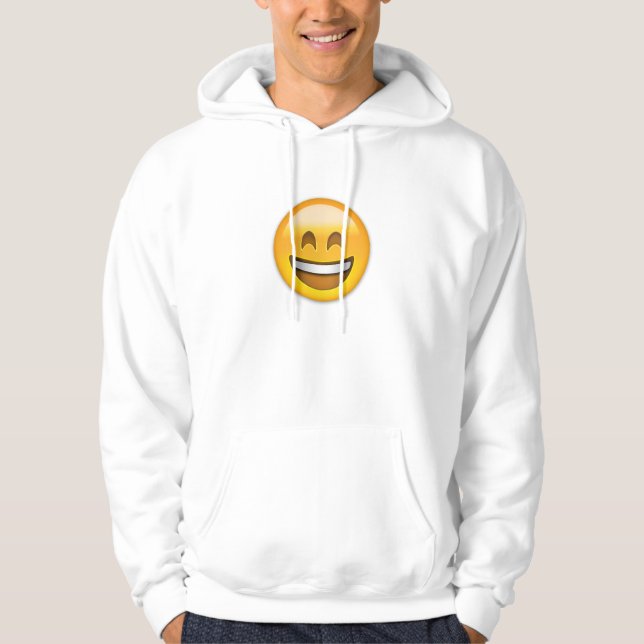 Veste À Capuche Visage de sourire d'Emoji avec la bouche ouverte (Devant)