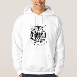 Veste À Capuche Visage noir et blanc de tigre