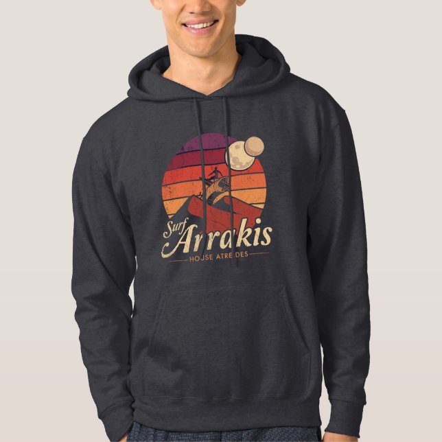 Veste À Capuche Visitez Arrakis, planète désertique rétro (Devant)