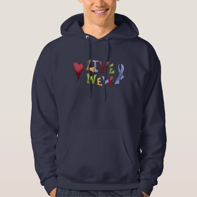 Veste À Capuche Vivez bien (le ruban bleu de conscience) (Devant)