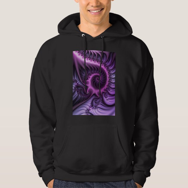 Veste À Capuche Vivid Cool Abstrait rose violet Fractal Art Spiral (Devant)