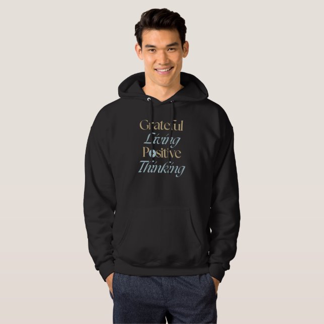 Veste À Capuche Vivre avec gratitude, pensée positive (Devant entier)