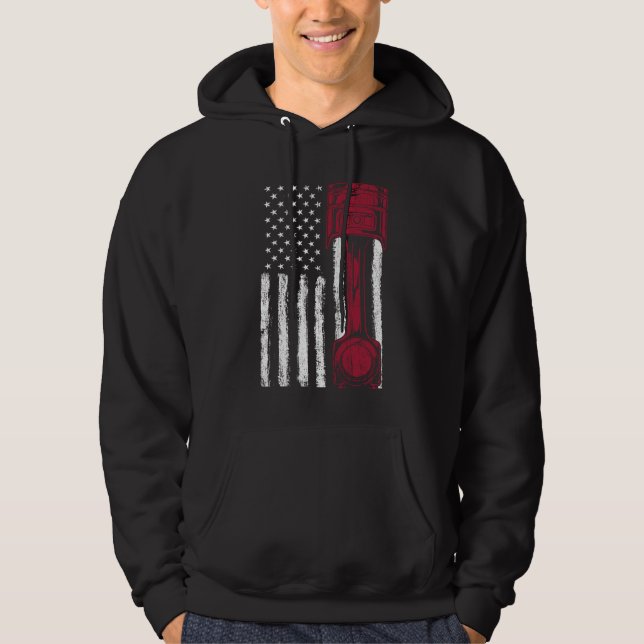 Veste À Capuche Voiture Musclée à Piston Drapeau Américain (Devant)
