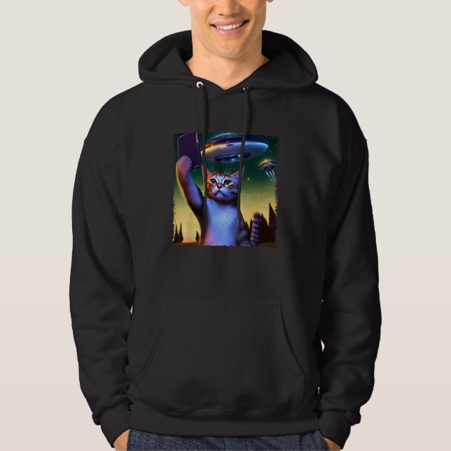 Veste À Capuche Vol Ufo Chat Selfie (Devant)