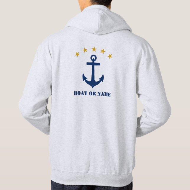 Veste À Capuche Votre bateau ou nom Ancre classique Marine Gold (Dos)