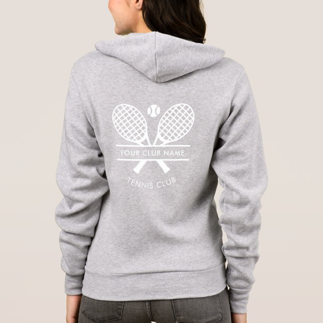 Veste À Capuche Votre club de tennis Nom Équipe Swag Raquettes Mot (Dos)