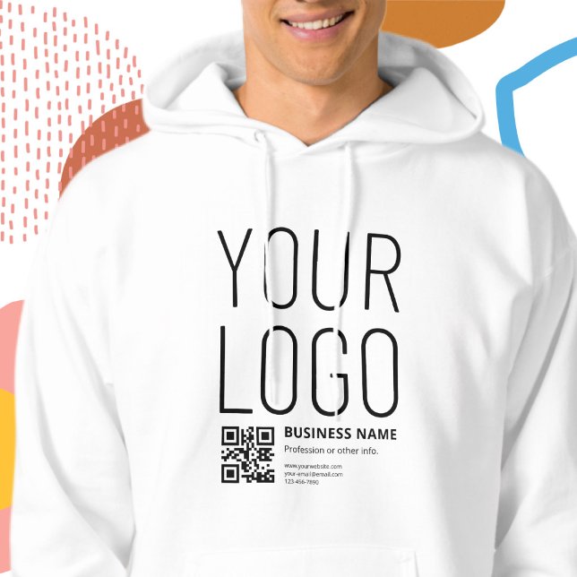 Veste À Capuche Votre logo avec QR code et texte modifiables (Créateur téléchargé)