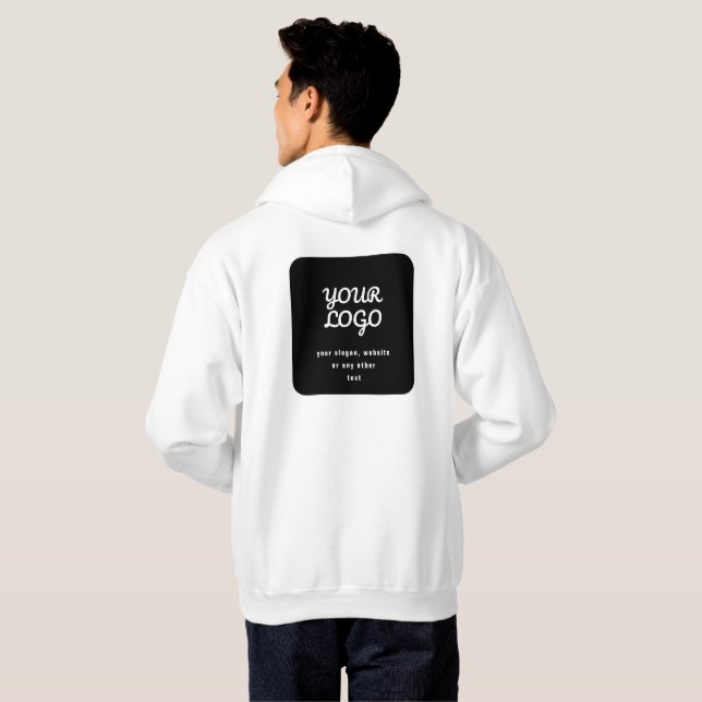 Veste À Capuche Votre Logo & Slogan ou autre texte | Noir et blanc (Dos entier)