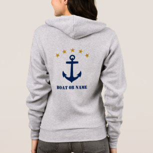 Veste À Capuche Votre nom ou bateau Ancre classique Marine Gold