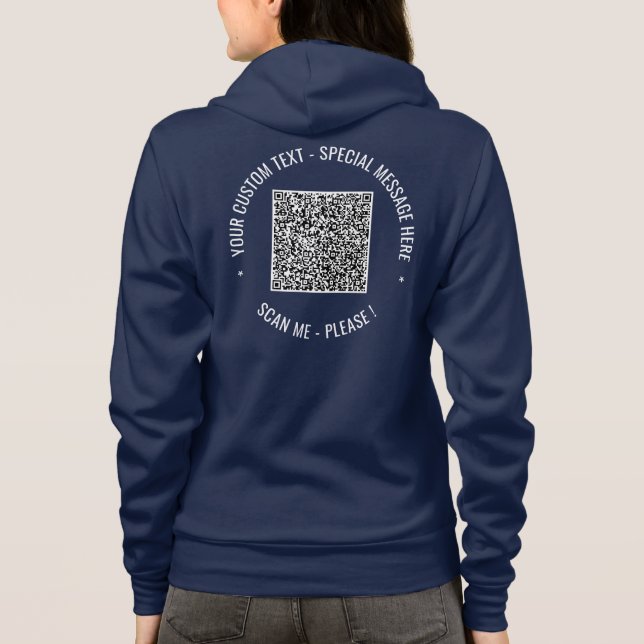 Veste À Capuche Votre QR Code Scan Info Texte personnalisé (Dos)