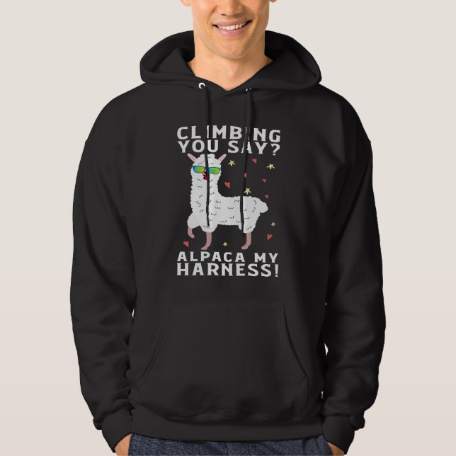 Veste À Capuche Vous dites grimper Lama Mon harnais d'escalade (Devant)
