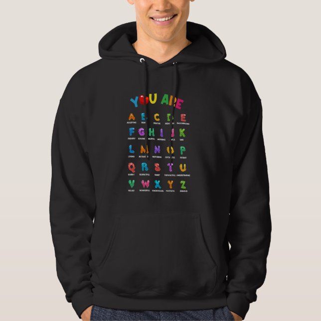 Veste À Capuche Vous êtes Lettres Alphabet Apprendre ABC - Lecture (Devant)