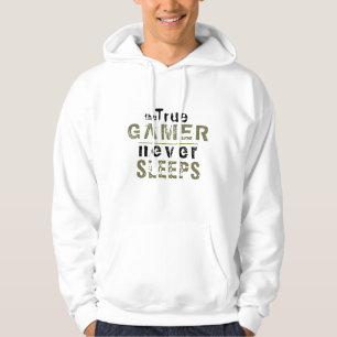 Veste À Capuche Vrai Gamer ne dort jamais Typographie Gamer
