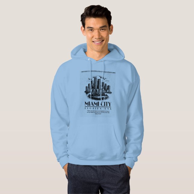VESTE À CAPUCHE VUE CÔTIÈRE DE MIAMI (Devant entier)