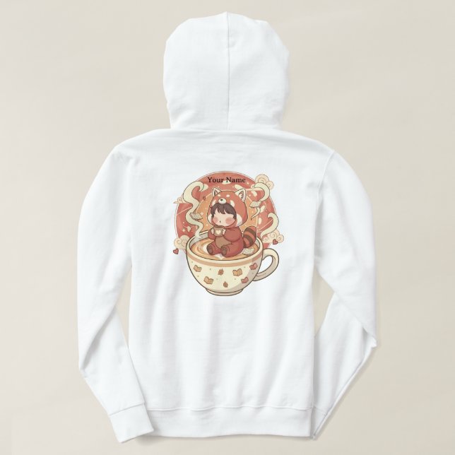 Veste À Capuche Warm Red Panda Coffee Cup Graphic Hoodie (Design dos)