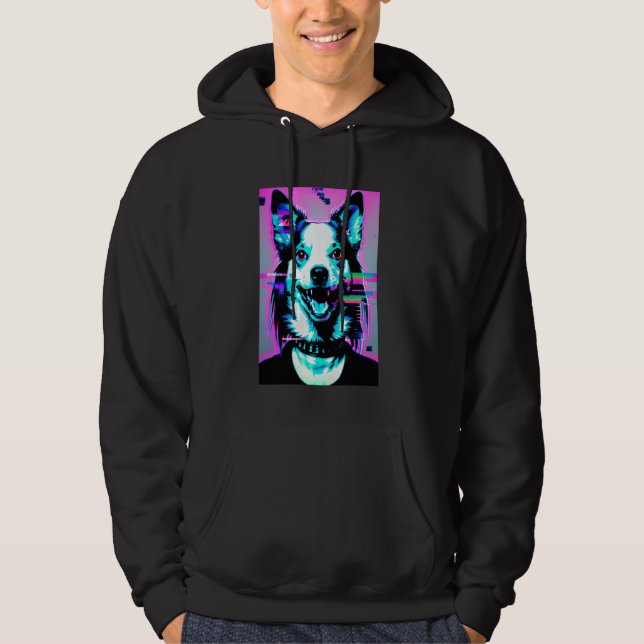 Veste À Capuche Weirdcore Dog Glitch Trippy Vaporwave Alt Harajuku (Devant)