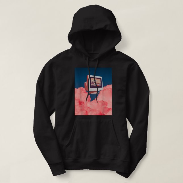 Veste À Capuche Weirdcore Dreamcore esthétique rose Vaporwave Old  (Design devant)