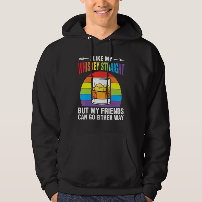 Veste À Capuche Whiskey Straight Friends Rainbow Ally LGBTQ Pride  (Devant)