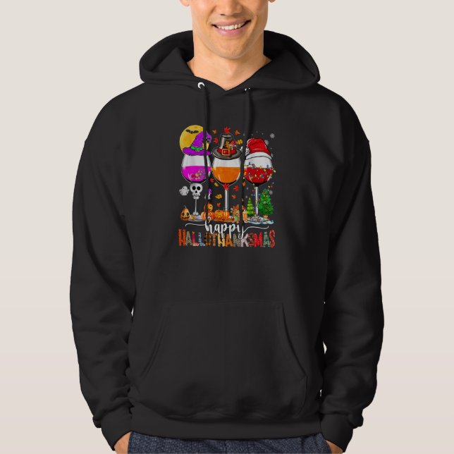 Veste À Capuche Wine Glasses Witch Santa Hat (Devant)
