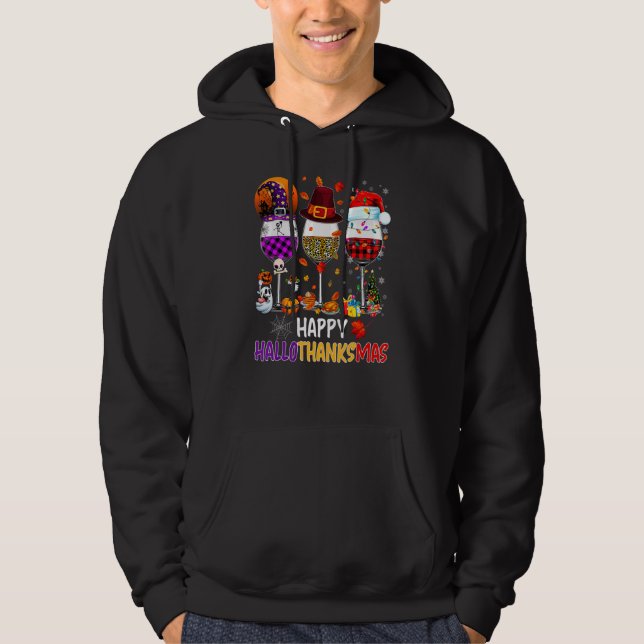 Veste À Capuche Wine Glasses Witch Santa Hat (Devant)