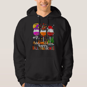 Veste À Capuche Wine Glasses Witch Santa Hat