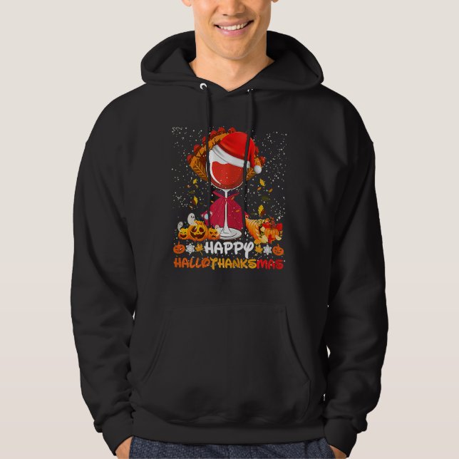 Veste À Capuche Wine Glasses Witch Santa Hat (Devant)