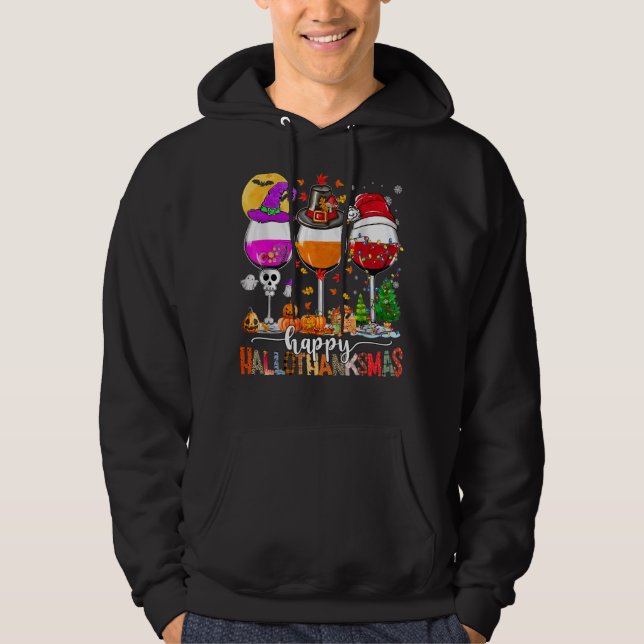 Veste À Capuche Wine Glasses Witch Santa Hat (Devant)