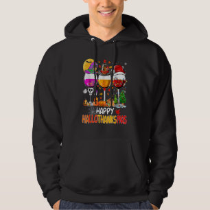Veste À Capuche Wine Glasses Witch Santa Hat