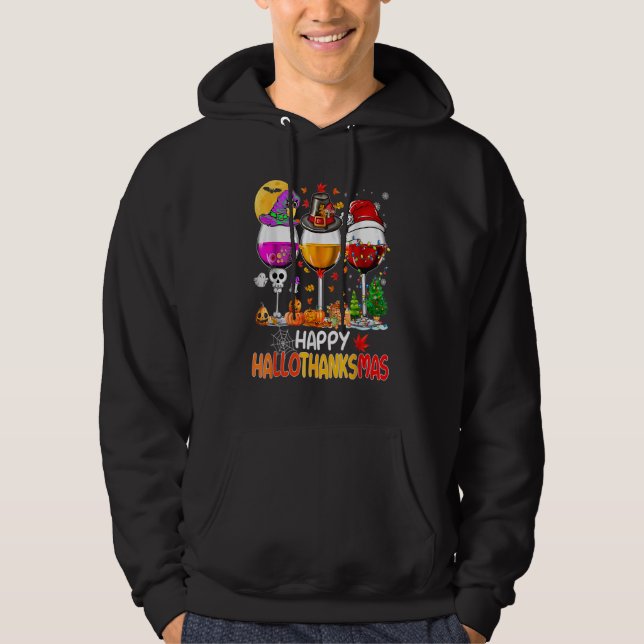 Veste À Capuche Wine Glasses Witch Santa Hat (Devant)